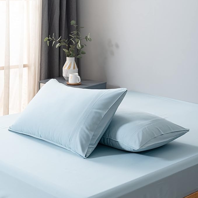 Bella Coterie | Luxury Bamboo Viscose Standard Size Pillowcase Set | 100% Organically Grown | Ultra Soft | Cooling | 2 Pcs [Coastal Blue]