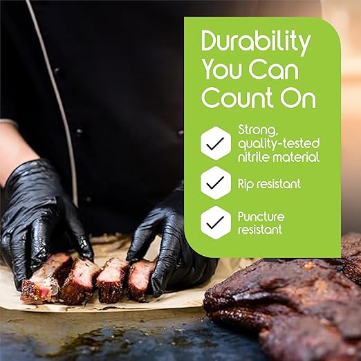 Inspire Black Nitrile Disposable Gloves | 4.5 Nitrile Safety Medical Exam Cooking Cleaning Disposable Black Gloves (Box Of 100, XL)
