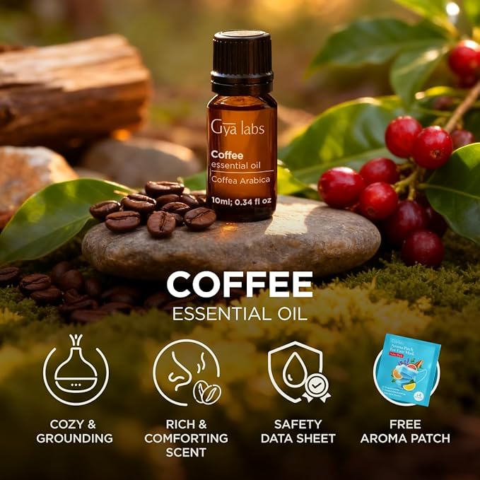 Gya Labs Coffee Essential Oil - 0.34 Fl Oz - for Hair, Skin, Diffuser, Aromatherapy & DIY Candle Making Scent