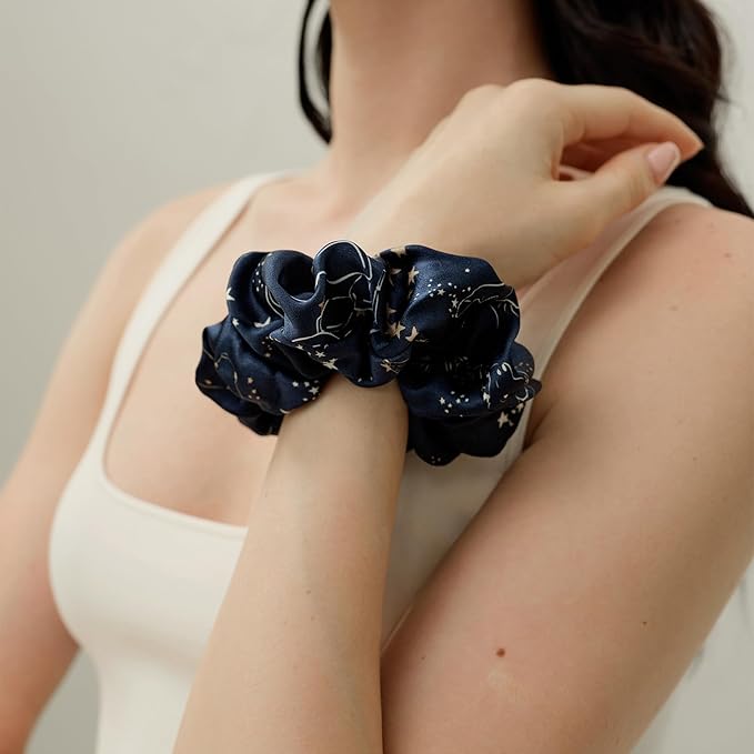 LILYSILK Silk Hair Scrunchies Ties for Frizz & Breakage Prevention 100% Mulberry No Damage Elastic Ponytail Holders, Scorpio