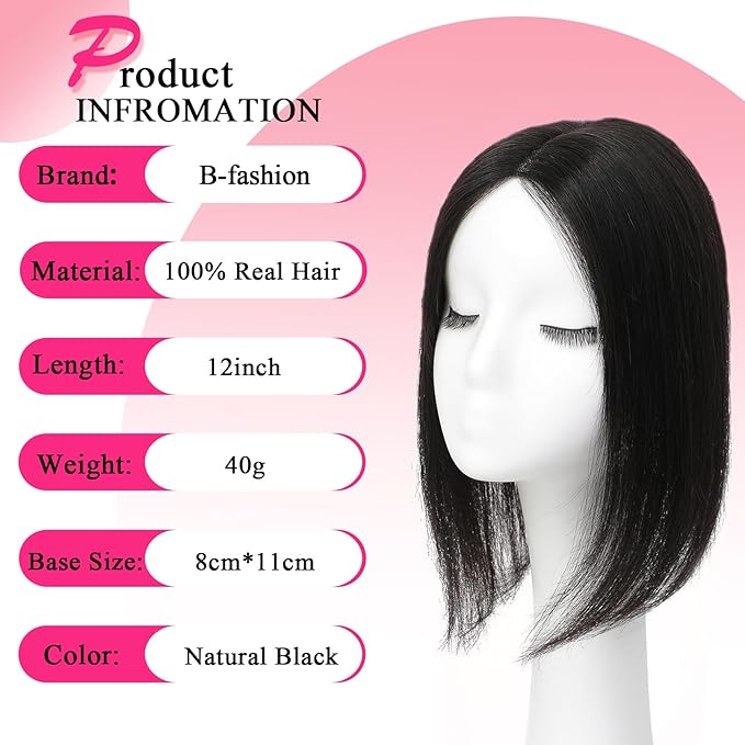 Hair Toppers for Women Real Human Hair Topper Upgrade Swiss Lace Middle Part Clip in Bangs Remy Human Hair Straight Hairpieces for Thinning Realistic Scalp 360° Cover Gray Hairy Roots Caramel Black