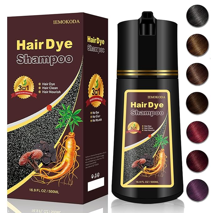 Deep Burgundy Hair Dye Shampoo Red, Instant Dye Shampoo for Gray Hair for Women Men, Best Hair Coloring Shampoo for Painting Hair, 3-in-1 Color Shampoo Hair Dye in Minutes, Champu Para Pintar el Pelo