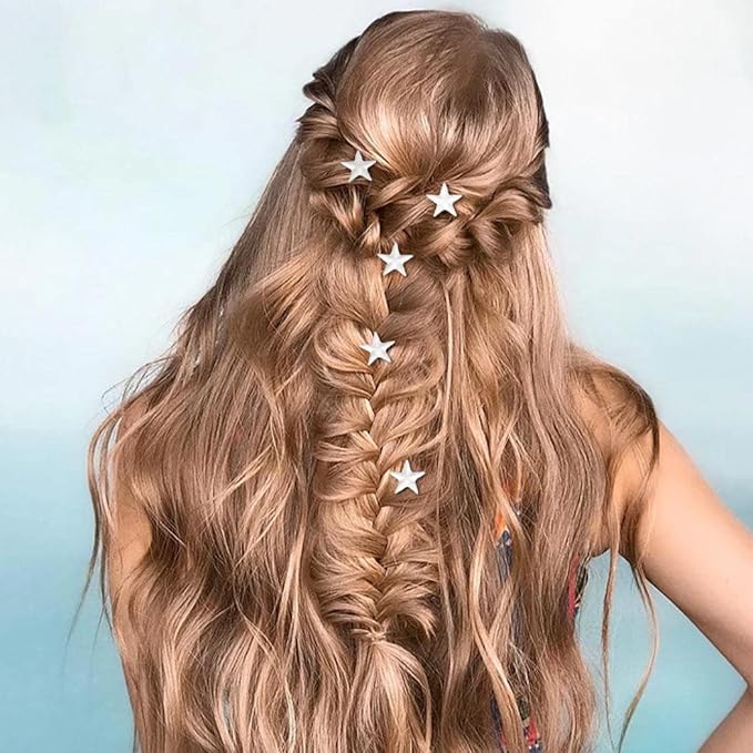 Unicra Gold Hair Pins Star Hair Clips Bridal Wedding Hair Accessories for Women and Girls Pack of 5 (Silver)