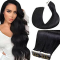 LaaVoo Hair Extensions Tape in Black Tape in Extensions Human Hair Tape on Hair Extensions Real Silky Soft Hair 18inch 40 Pieces 100g
