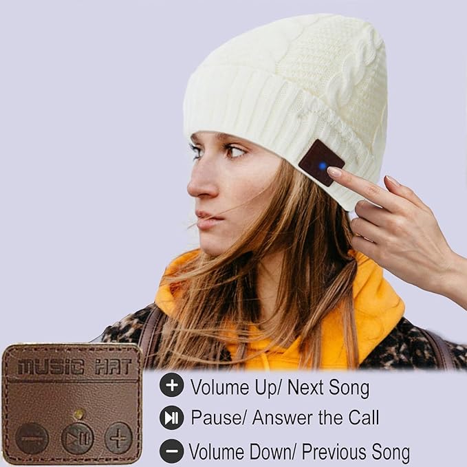 Wireless Music Hat Men Women Beanie Girls Hat Over Ear Headset Sports Stereo Headphone with Microphone Speaker Womens Beanie Cap