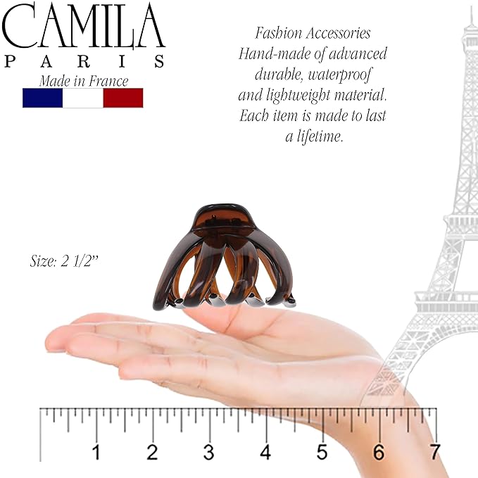 Camila Paris AD704 Small French Octopus Hair Clip for Women Thick Hair for Long Curly Wavy Hair, Girls Hair Claw Clips, Styling Big Claw Clip for Thick Hair, Strong Hold No Slip Grip, Made in France
