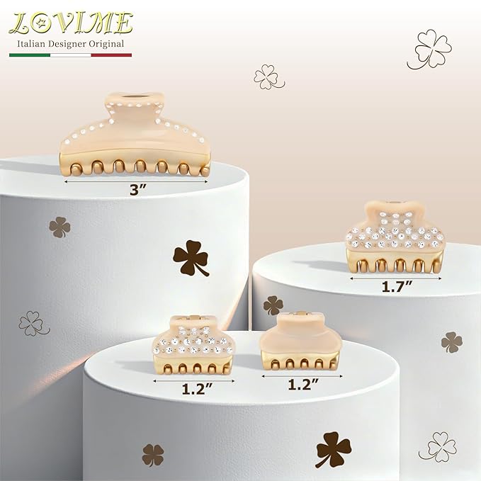 2026 Premium Durable Hair Claw Clip for Women, Original Italian Designed Strong Grip Hair Clips for Normal Fine Thin Hair, No Slip Jaw Clips with Gift Box for Christmas Birthday Girls, 3 Inch Beige