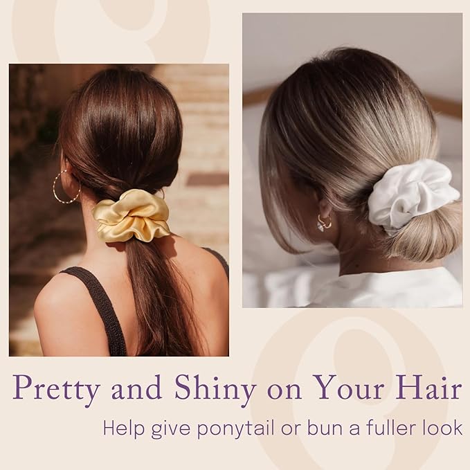 OLESILK Silk Scrunchies Oversized 100% Mulberry: Large for Long Thick Hair, Soft and Smooth for No Damage Hair Care Sleeping, Vintage Fashion