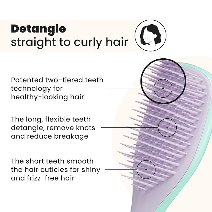 Tangle Teezer Ultimate Detangler Hairbrush, Eliminates Knots & Reduces Breakage, Mini Hair Brush for Travel, Small Hands & All Hair Types, Wisteria Leaf