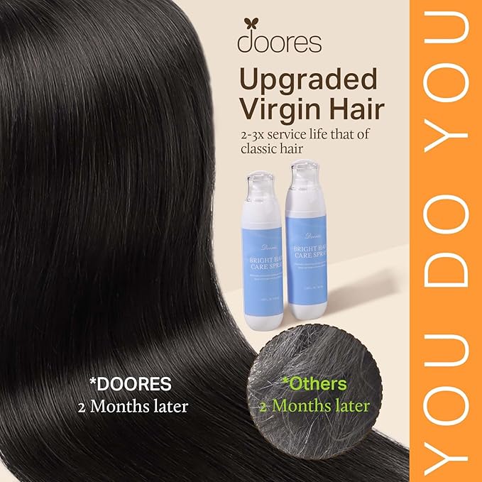 DOORES Clip in Hair Extensions, Natural Black 130g 9pcs 14 Inch, Virgin Human Hair Clip in Extensions Invisible Edge Natural Weft Gift for Girl
