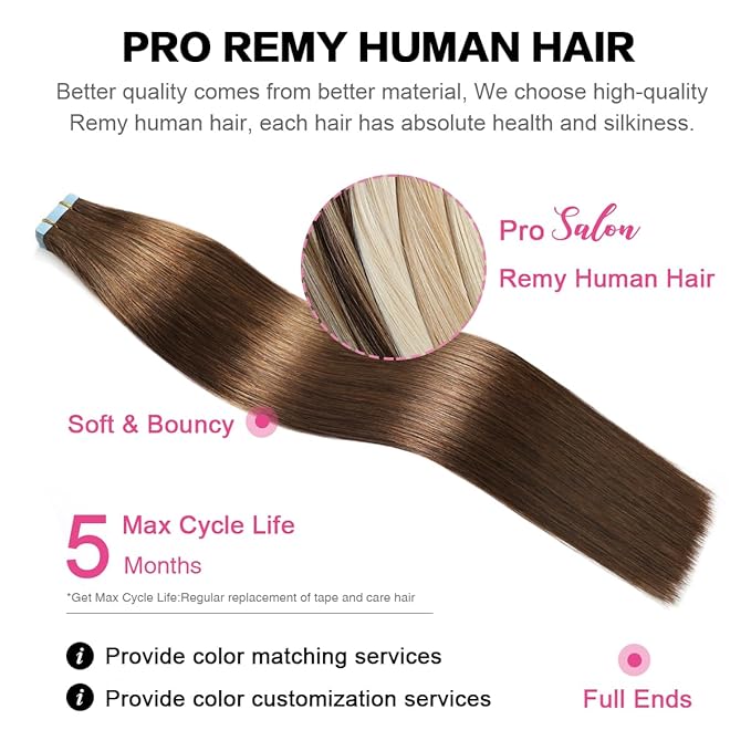 SUYYA Tape in Hair Extensions Remy Human Hair Chocolate Brown Color 14 inches 40g 20pcs Straight Seamless Skin Weft Tape in Human Hair Extensions(14 inches #4 Dark Brown)