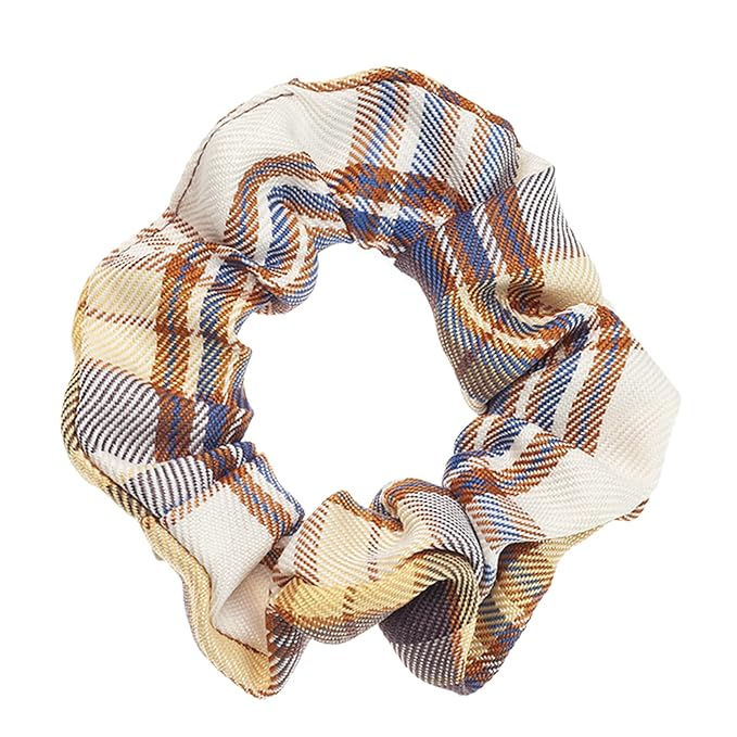Colorful Plaid Bandana Scrunchies - 6PCS Hair Ties for Women (Assorted Patterns)