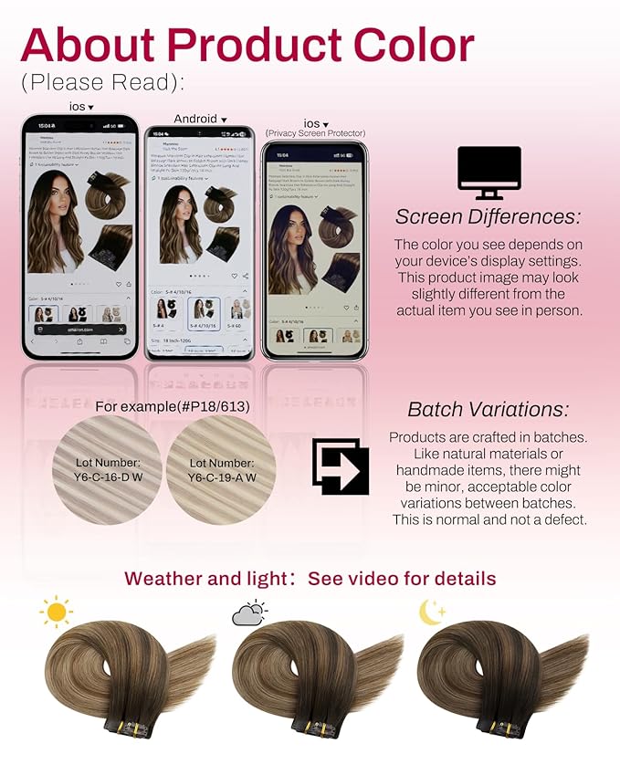 Moresoo Seamless Clip in Hair Extensions Balayage Dark Brown to Ash Blonde with Dark Blonde Seamless Human Hair Clip in Extensions 7pcs/120g 16inch