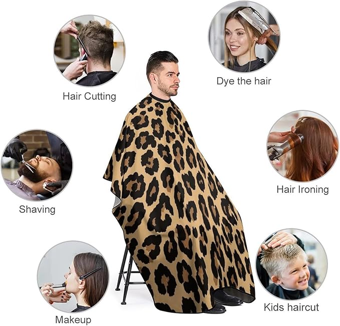 Men Women Cool Cheetah Leopard Print Hairdresser Cape, Extra Long Hairdresser Apron for Barbers, Profession Barbershop Supplies