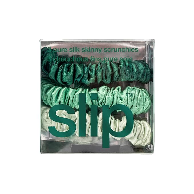 SLIP Amazon Exclusive Skinny Scrunchies: Anti-Crease, Anti-Breakage Slipsilk™ Design Protects Delicate Hair | Includes 3 Pure Silk Scrunchies, Fresh