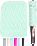 Heysam Hair Styling Tools Travel Storage Pad and Heat Resistant Mat for Curling Iron, Food Grade Silicone Trivets: Professional Heat Insulation/Anti-Slip, 450°F Protection, Size (9"x6.5")-Green