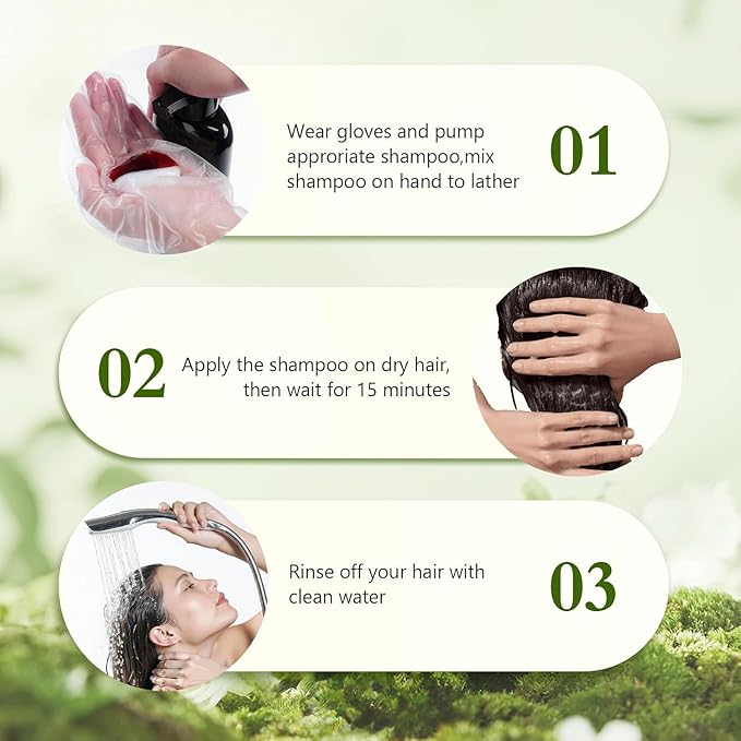 Brown Hair Color 3 in 1 Hair Dye Shampoo for Women Men Gray Hair Coverage, Natural Herbal Ingredients Semi-Permanent Hair Color Shampoo