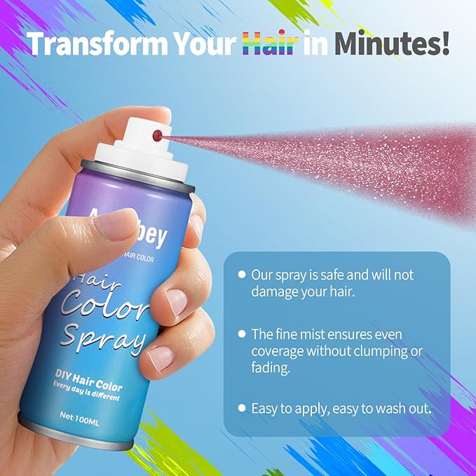 Halloween Hair Spray,Temporary Hair Color Spray for Women Kids Men,Washable Hairspray,Colored Hair Spray,Color Hairspray for Halloween,Party,Cosplay,Christmas Day (06#Pink)