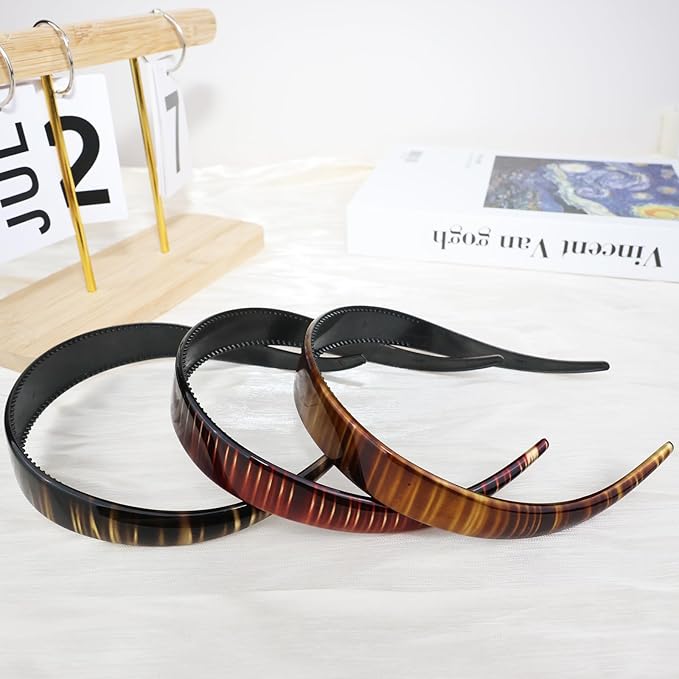 3 Pack Headbands Designed for Eyewear 0.79IN Plastic Non-Slip Headbands for Women Fashion Headbands with Teeth-Stripe