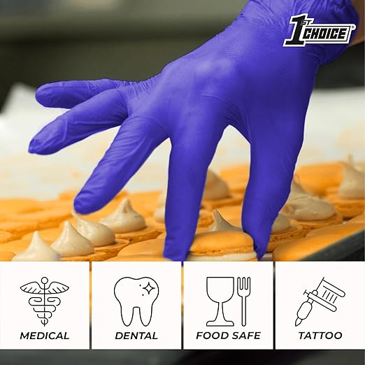 1st Choice 3 Mil Indigo Nitrile Exam Gloves Latex Free, Disposable Medical Grade, Food Prep, Tattoo, Medium, 2 Cases of 1000