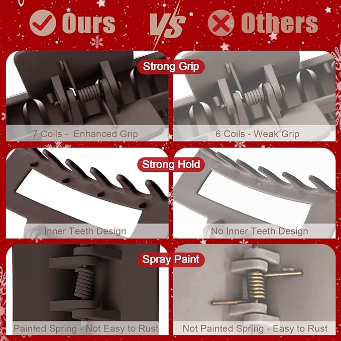 TOCESS Hair Claw Clips for Women - 8PK Large Neutral Matte Square Jumbo Hair Clips for Thick, Thin, Long, Short, Curly Hair Girls, Big Jaw Clip Set for Daily Use(Mocha Brown)