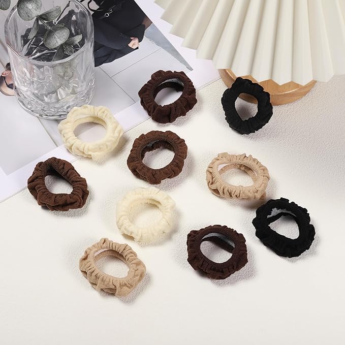WantGor Hair Ties, Women 10PCS Hair Bands No Damage Elastic Scrunchies Seamless Ponytail Holders Hair Accessories Head Bands for Women's Thick Thin Hair (Neutral)