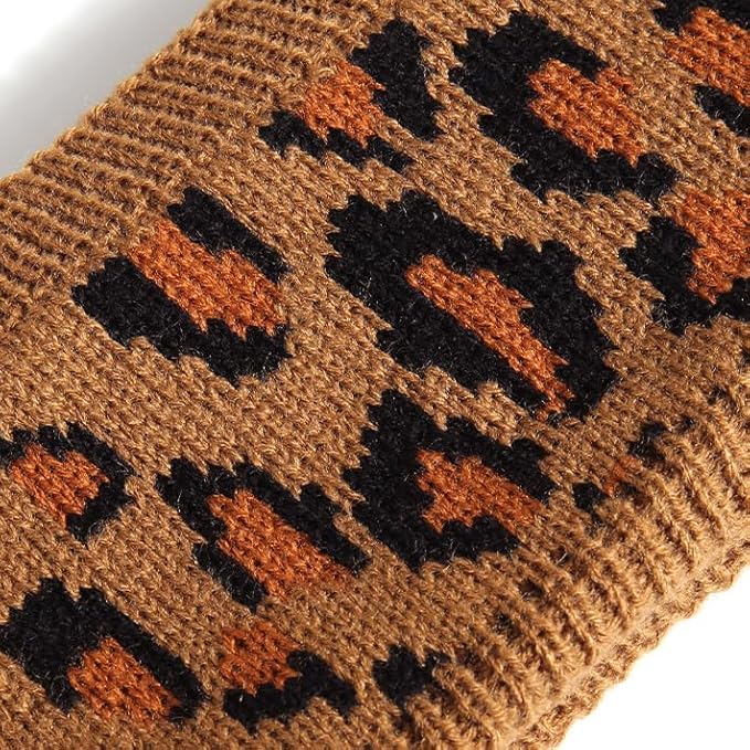Women Leopard Knit Headband,Warm Sports Headscarf,Soft Stretchy Wide Hair Band,Fashion Accessories for Daily Wear