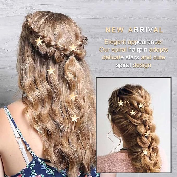 Unicra Gold Hair Pins Star Hair Clips Bridal Hair Piece Wedding Hair Accessories for Women and Girls Pack of 5 (Gold)