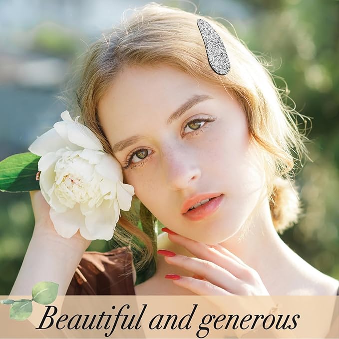 2PCS Rhinestone Hair Clips,Snap Hair Accessories,Decorative Hair Clips,Rhinestone Barrettes For Women Girls(SET20)