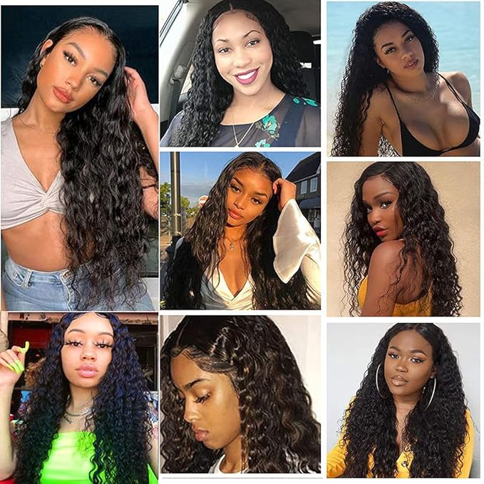 Human Hair Bundles Natural Black Water Wave Bundles 20 Inch Niegmeag Brazilian Virgin Soft and Silky Remy Hair Extensions Color 1B Wet and Wavy Bundle 100g