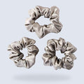 ZIMASILK 100% Mulberry Silk Hair Scrunchies – 19 Momme Elastic Silk Hair Ties for Women & Girls, Gentle No-Tug (3 Pack, Taupe)