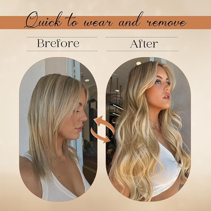 Clip in Hair Extensions Real Human Hair 14Inch 8pcs 75g Seamless Balayage Blonde Hair Extensions Clip Ins Double Weft Light Blonde Highlight Golden Blonde Invisible Straight Remy Human Hair for Women