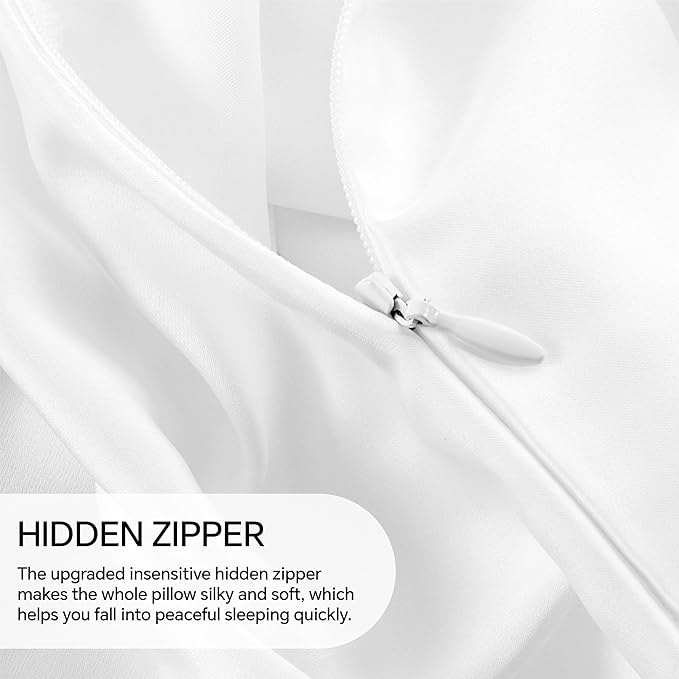 INFIIXSO Body Pillow Cover with Zipper, Luxury Mulberry Silk Body Pillow Case 20x54 Inches, Ultra Smooth and Soft Cooling Long Pillowcase, Gift for Women, Men(White)
