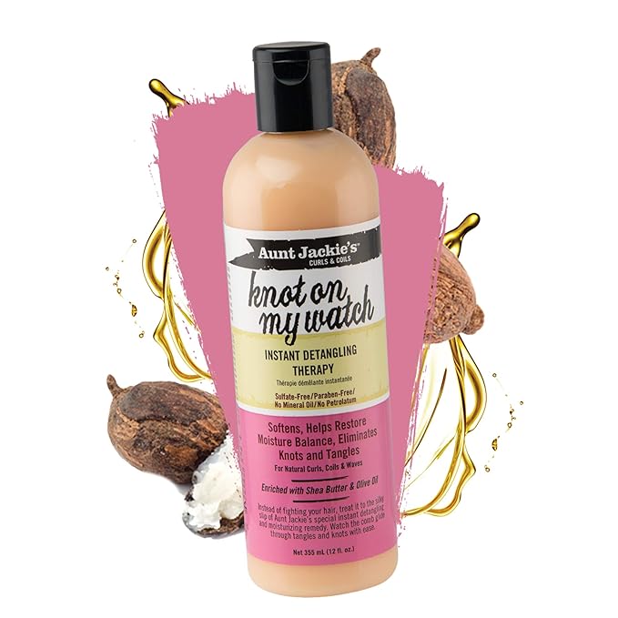Aunt Jackie's Curls and Coils Knot On My Watch Instant Hair Detangling Therapy for Natural Curls, Coils and Waves, Enriched with shea Butter, 16 oz
