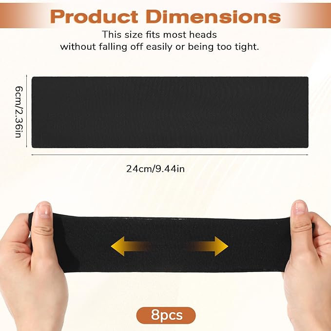 Thick Headbands for Women, 8 Pcs Non Slip Sports Elastic Head Bands for Women's Hair Soft Fabric Headbands Cotton Cloth Hair Bands Accessories for Washing Face Workouts Yoga Skincare Daily Use