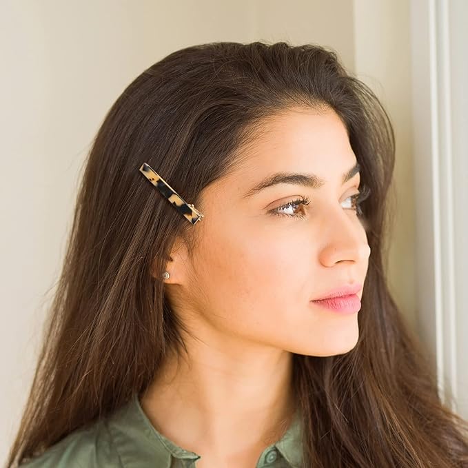 Cobahom Leopard Print and Tortoise Shell Hair Clips - 12 Pack Metal Duck Teeth Pins for Styling, 2.36 Inch