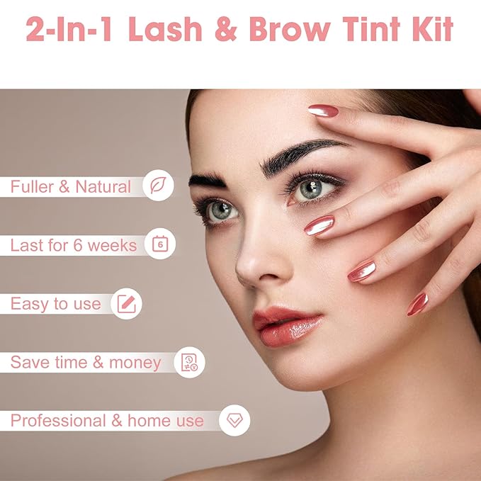 2-In-1 Eyelash & Eyebrow Color Kit, Professional Lash and Brow Color Kit DIY Hair Coloring for Salon & Home Use 7ml (Light Brown)