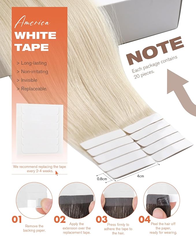 Sunny Hair Blonde Tape in Hair Extensions Human Hair, 28 inch Long Tape in Extensions Remy Tape ins Human Hair Extensions for Women 50g 20Pcs