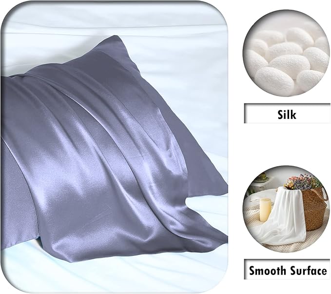 Silk Pillowcase for Hair and Skin,Soft,Breathable and Sliky 100% Silk Pillowcases King Set of 2,Both Sides Natural Mulberry Silk Pillow Cases with Hidden Zipper(King Size 20"X 36",2pcs)