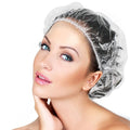 100PCS Larger Shower Caps Disposable, Thicker Waterproof Plastic Elastic Hair Bath Caps, Plastic Hair Caps for Women, Spa, Home Use, Hotel and Hair Salon, Portable Travel