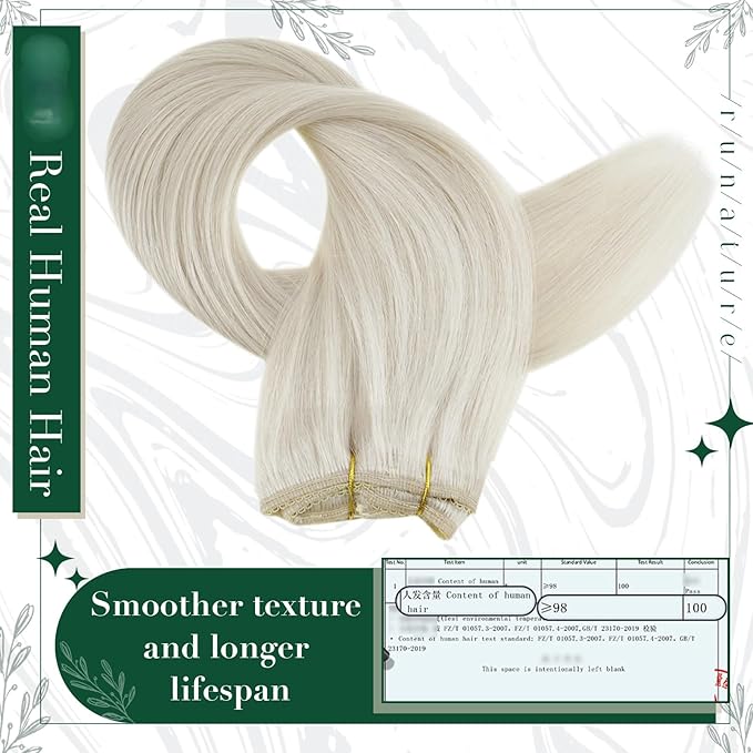 RUANTURE Blonde Clip in Hair Extensions, Real Human Hair Clip in Extensions, Short Hair Extensions Clip Ins, Double Weft Remy Natural Hair, Add Hair Volume, 12 Inch 50g 3pcs #800 Platinum Blonde