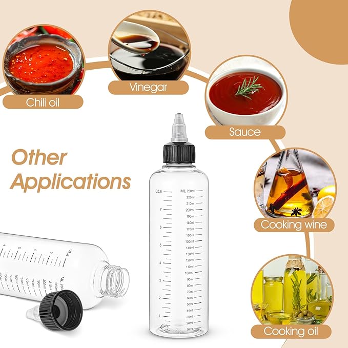 3 Pack Hair Oil Bottle 8.5oz-Hair Oil Applicator Plastic Squeeze Bottles Scalp Oil-Applicator Hair Dye Bottle, Twist-On Top Tip Cap, Refillable Bottles with Graduated Scale and Twist Top