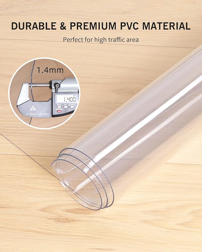Area Mat for Floor, 8'×10' Transparent PVC Area Rug for Home, Waterproof Durable Hard Floor Protector for Dining Room, Large Anti-Scratch Floor Mats for Bedroom, Living Room
