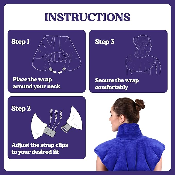 Microwavable Heating Pad for Neck, Shoulders, and Back by Joy & Grace | 5 Lb Weighted Neck & Shoulder Wrap | Moist Heat Therapy Pack for Relaxation and Comfort | Soft Micro-Mink Cover | Unscented Blue