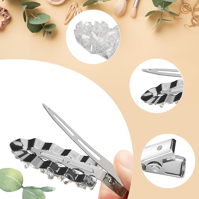 2PCS Rhinestone Hair Clips,Snap Hair Accessories,Decorative Hair Clips,Rhinestone Barrettes For Women Girls(SET22)