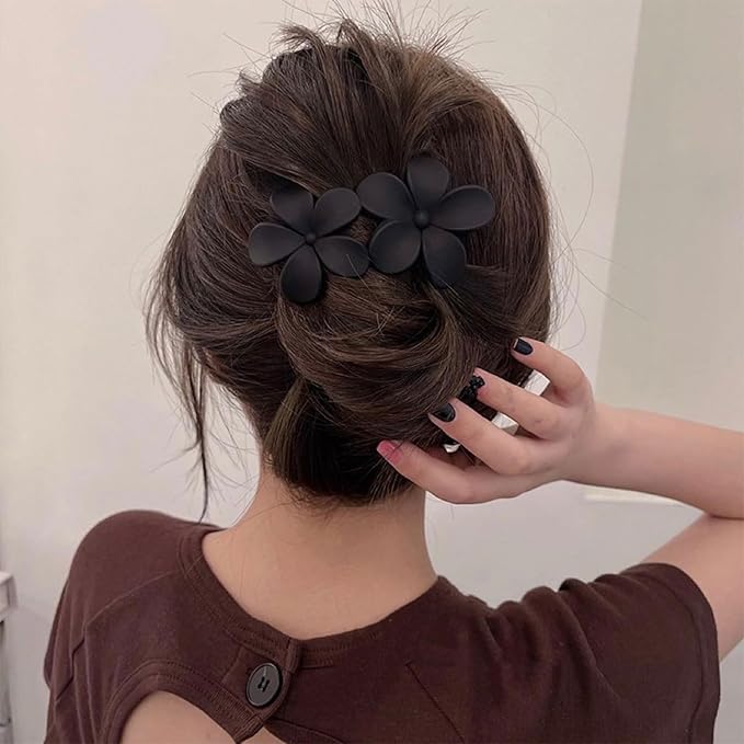 5 Pcs Flower Flat Claw Clips for Women Brown Flat Hair Clips Spring Flat Hair Clips for Thick Hair Non-Slip Matte Claw Clip Cute Floral Hair Clip for Girals
