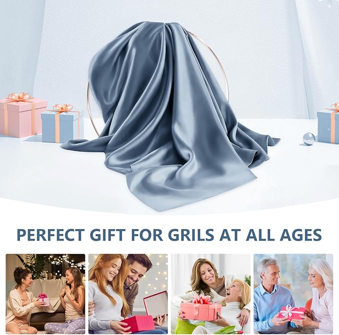 Silk Pillow Cases 2 Pack Standard Size Mulberry Silk Pillowcase Set of 2 for Hair & Skin 26 x 20 Inches 22 Momme Both Sided Grade 6A Silk Soft Breathable Cooling with Hidden Zipper, Grey Blue