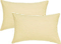 JELLYMONI 100% Cotton Striped Standard Pillowcases Set, 2 Pack White and mustard Yellow Stripes Pillow Covers with Envelope Closure(Pillows are not Included)