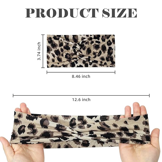 6-Piece Cute Headbands for Women, Stretchy Non Slip Thick Headband for Women’s Hair, Soft Elastic Head Bands for Yoga Running Sport Workout (Cheetah Print)