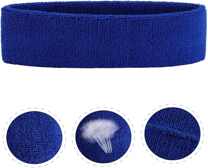 ONUPGO Sweatband Headbands for Men & Women -12PCS Sports Headbands Moisture Wicking Athletic Cotton Terry Cloth Headband for Tennis,Basketball,Football,Gym,Working Out